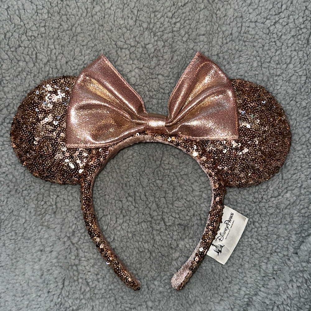 Disney Parks Rose Gold Sequin Mouse Ears Headband